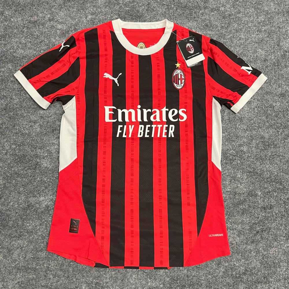 AC Milan Jersey Mens Small Red Black Puma‎ Home Kit Authentic 125th Anniversary